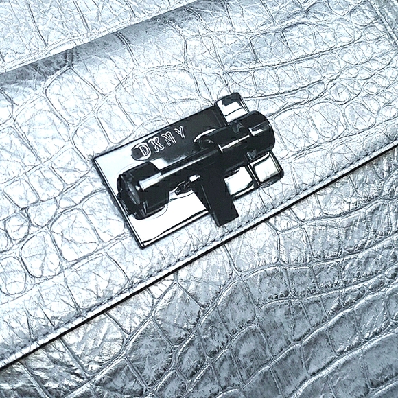 DKNY Elizabeth Mastrotto Silver Leather Satchel - Picture 6 of 7